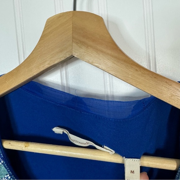 Soft Surroundings Top Medium Blue Beaded Sheer Chiffon Coastal Casual Women‎ - Picture 5 of 9